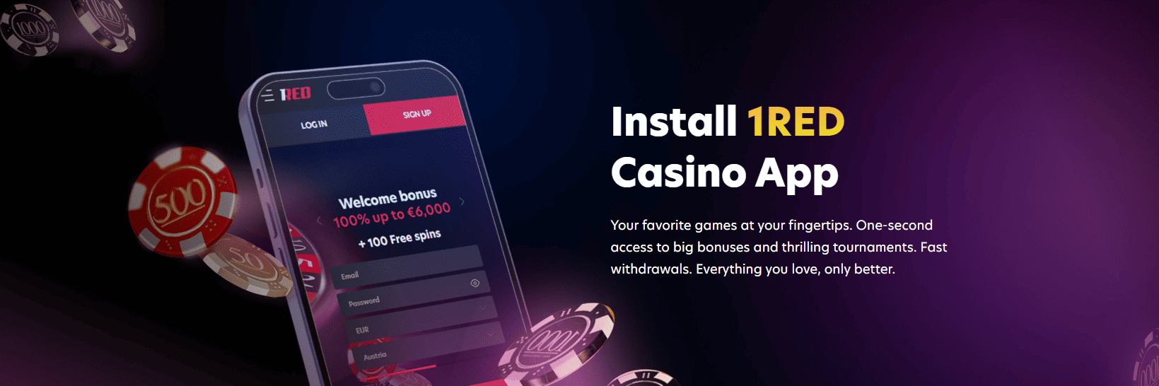 OneRed UK Casino hero banner